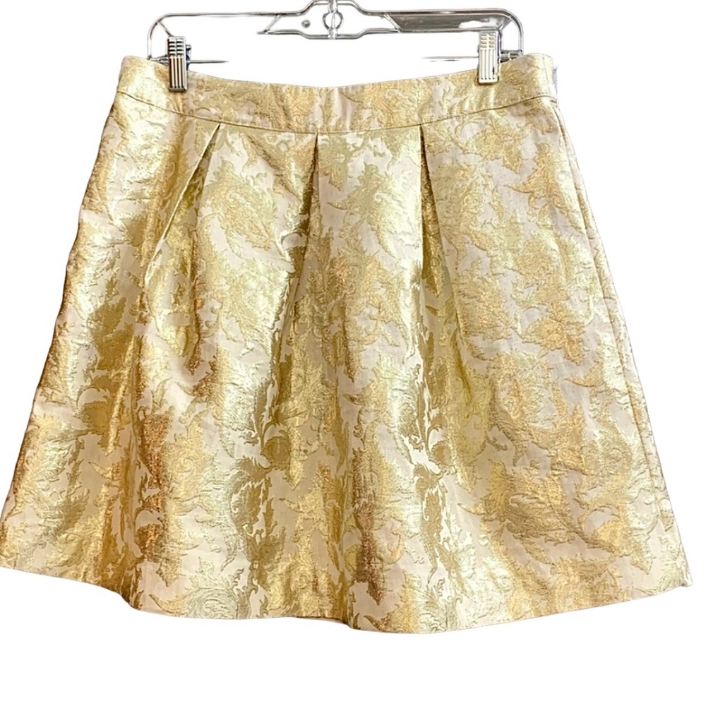 Pim + Larkin Pleated A line gold foil skirt Size L